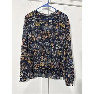 MANGO L46638 Womens Navy Marlene Floral Print Blouse Size 4 Small